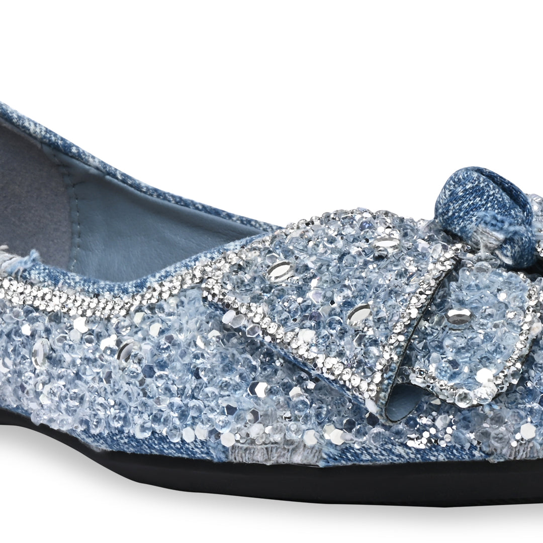 Blue Embellished Bow Ballerina