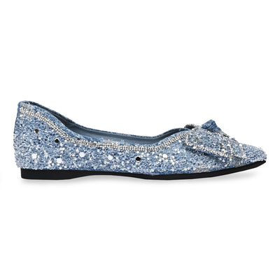 Blue Embellished Bow Ballerina