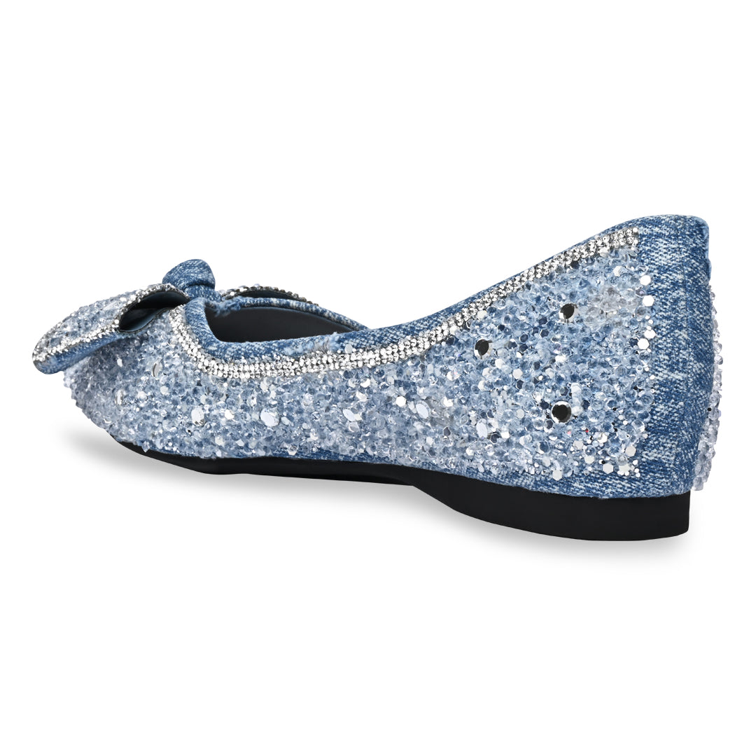 Blue Embellished Bow Ballerina