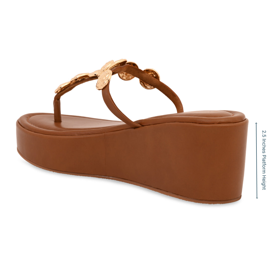 Sun Glow Coin Tan Wedge