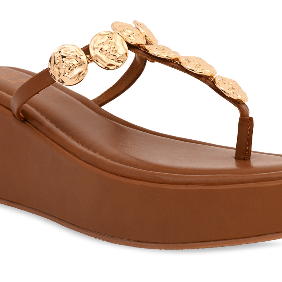 Sun Glow Coin Tan Wedge