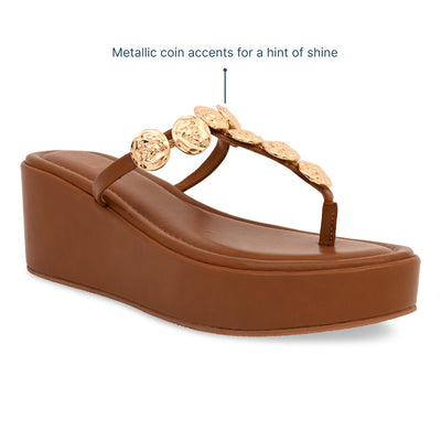 Sun Glow Coin Tan Wedge
