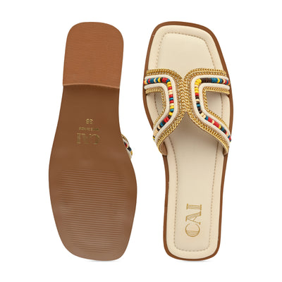 Multi Coloured Beaded Flat