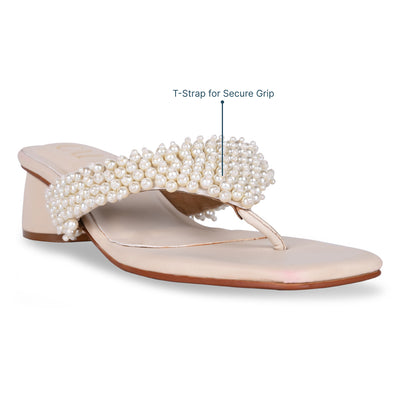 Intricate Pearl T-strap Heel