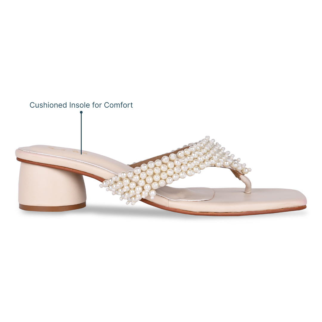 Intricate Pearl T-strap Heel