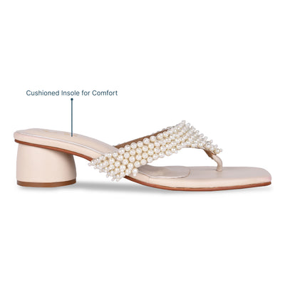 Intricate Pearl T-strap Heel