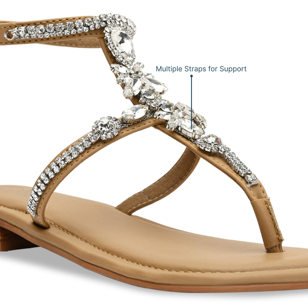 Embellished Anklet Flats