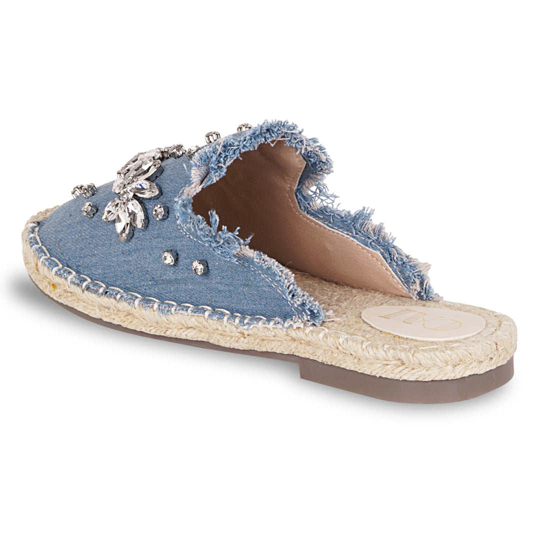 Embellished Denim Blue Espadrille