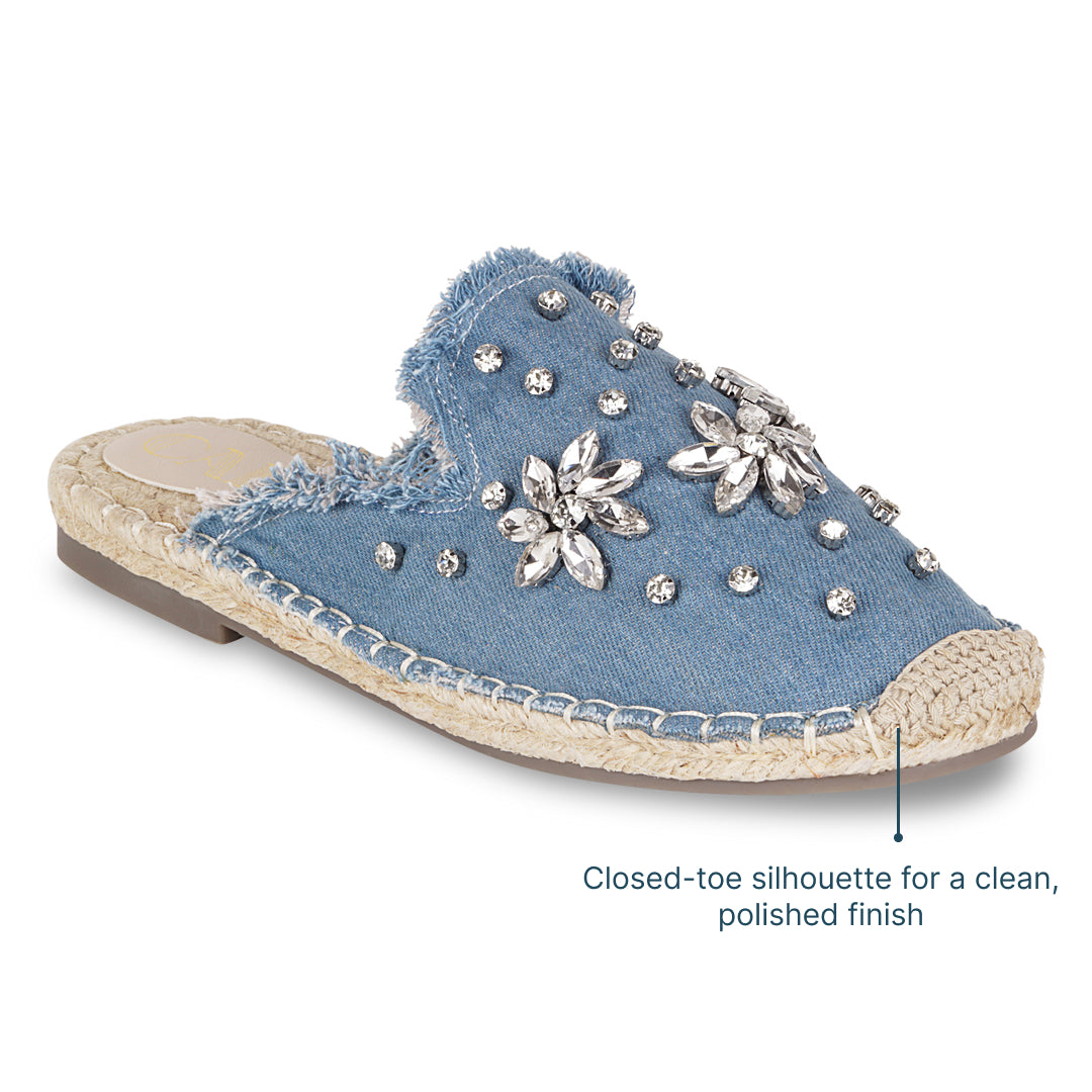 Embellished Denim Blue Espadrille – The CAI Store