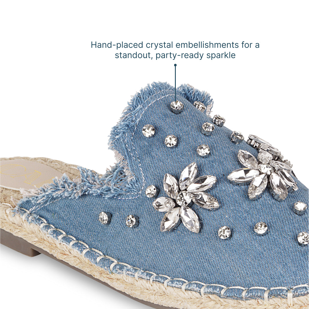 Embellished Denim Blue Espadrille