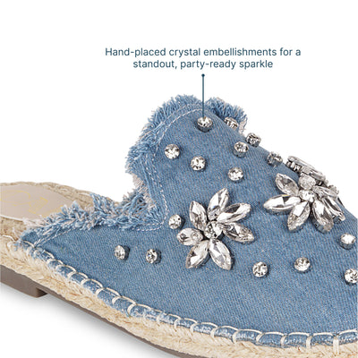 Embellished Denim Blue Espadrille
