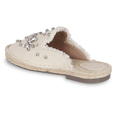 Embellished Denim Cream Espadrille