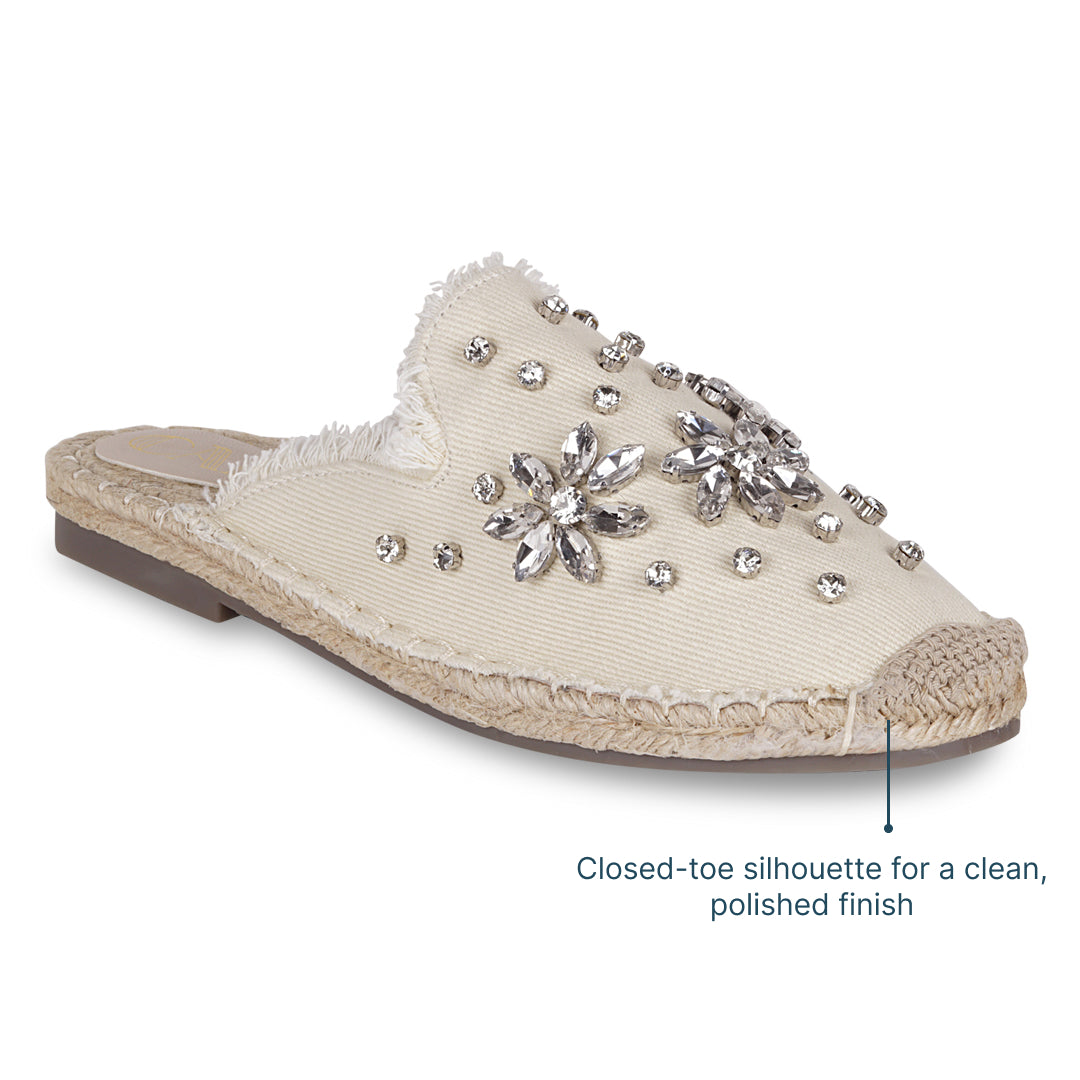 Embellished Denim Cream Espadrille