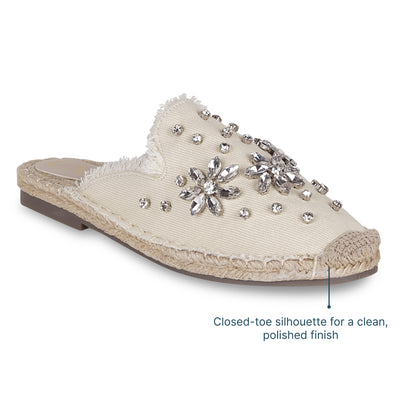 Embellished Denim Cream Espadrille