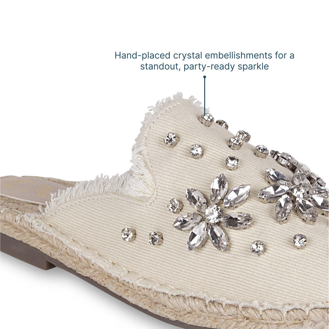 Embellished Denim Cream Espadrille