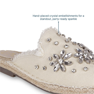 Embellished Denim Cream Espadrille