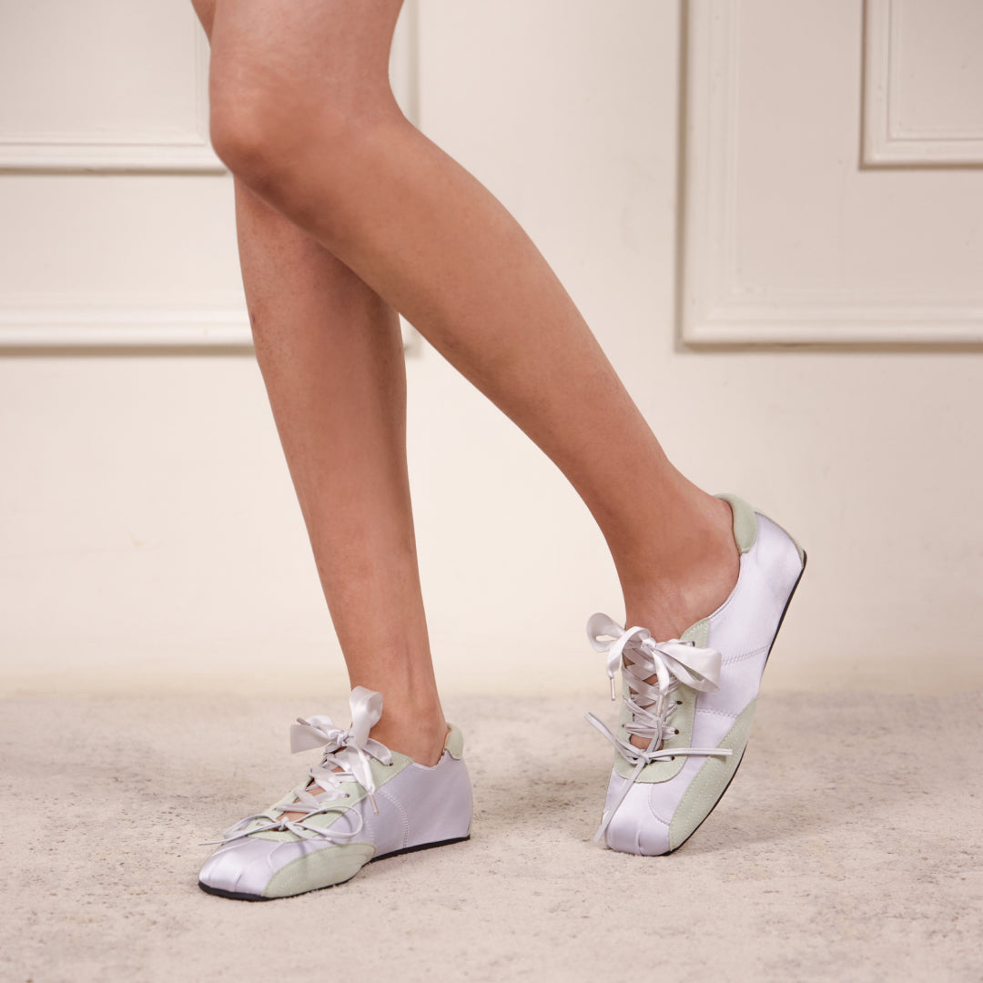 Blue Silk Lace Ballerinas