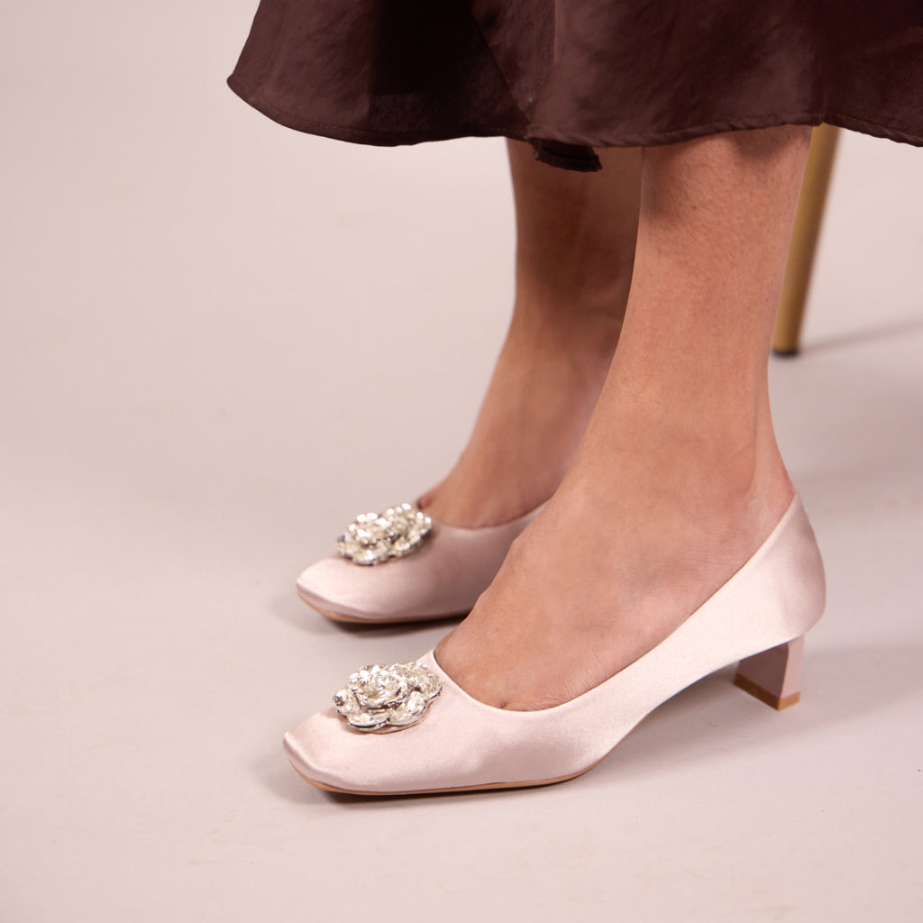 Floral Embellished Rose Pink Ballet