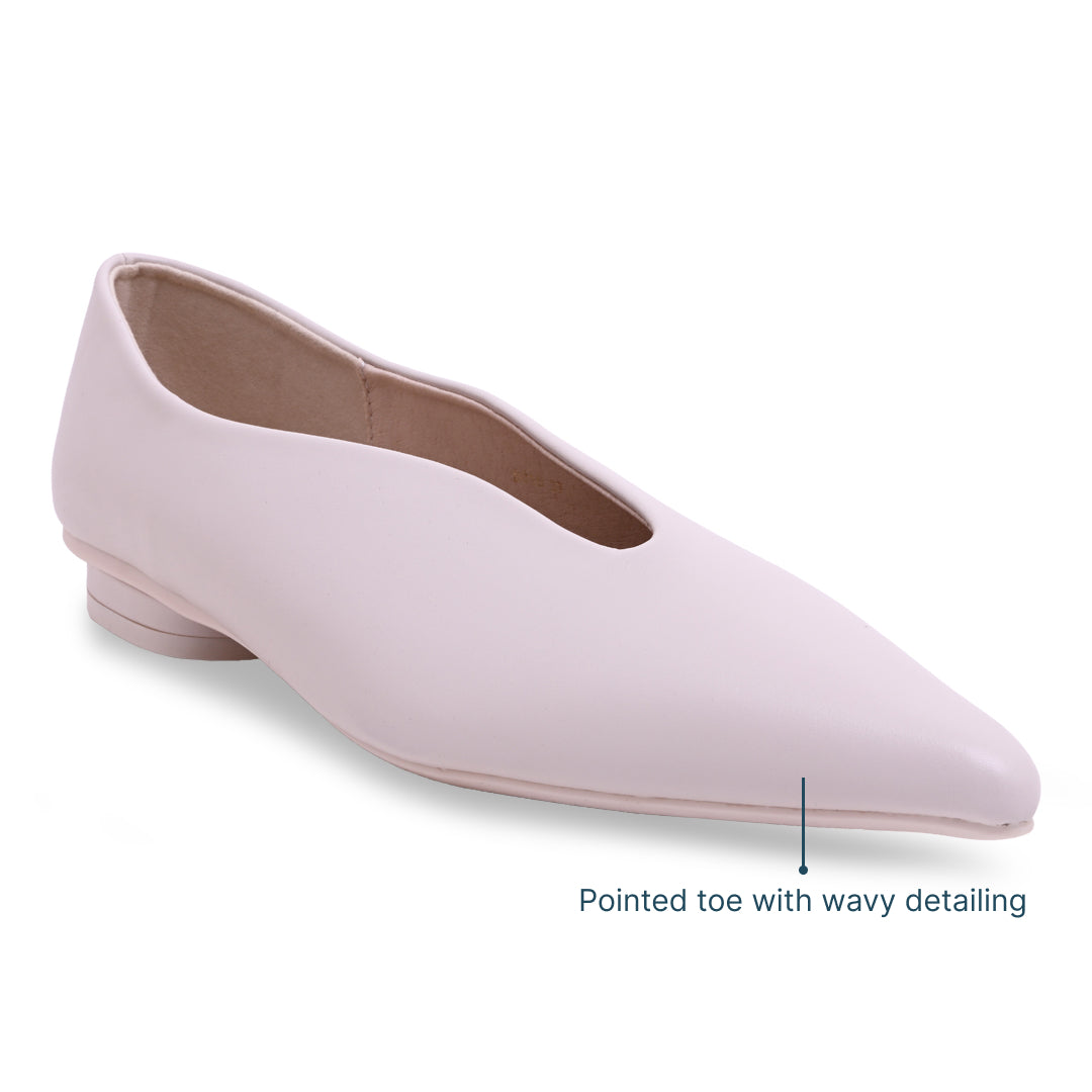 Pointed Toe Wavy Cream Ballet