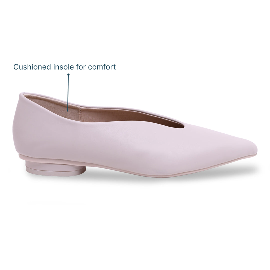 Pointed Toe Wavy Cream Ballet