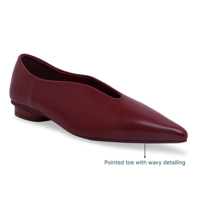 Pointed Toe Wavy Burgundy Ballet