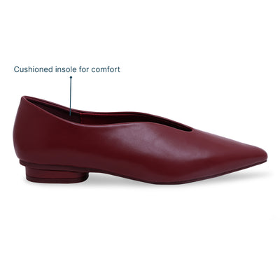 Pointed Toe Wavy Burgundy Ballet
