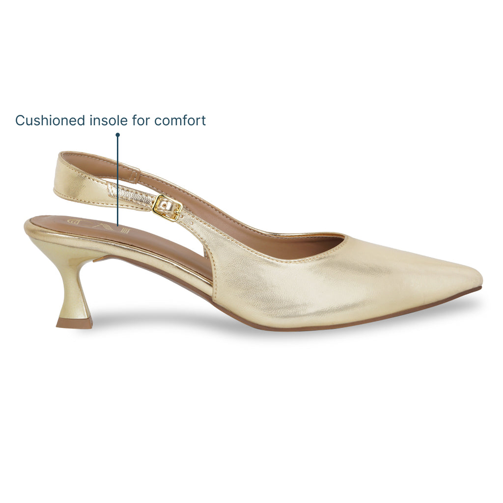 Gold Slingback Pumps