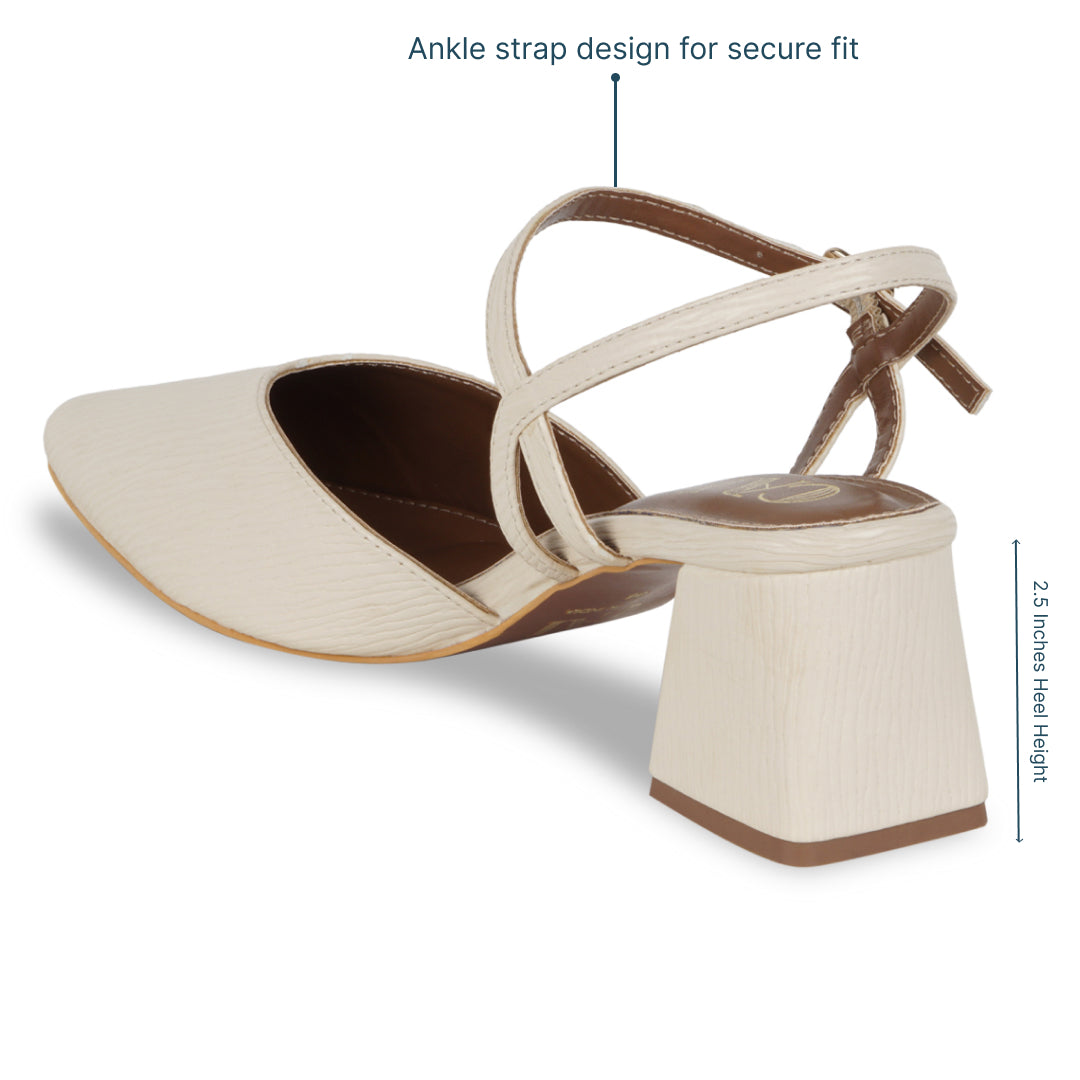 Cream Ankle Strap Pumps