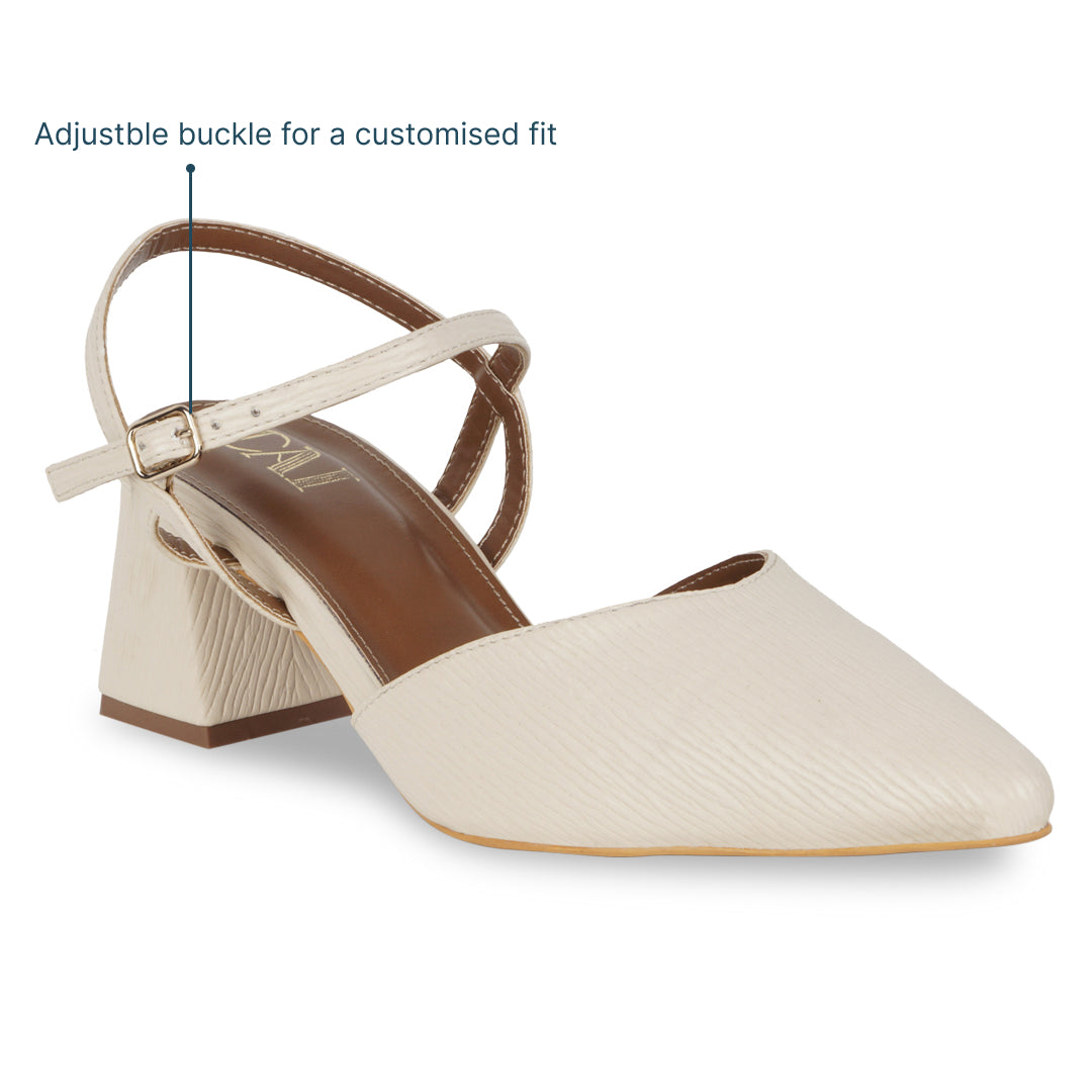 Cream Ankle Strap Pumps