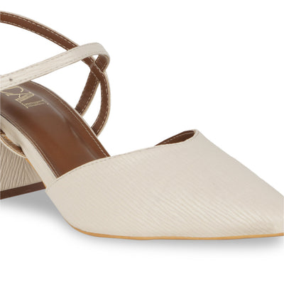 Cream Ankle Strap Pumps