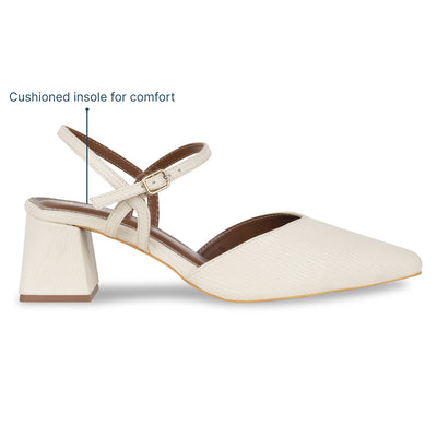 Cream Ankle Strap Pumps