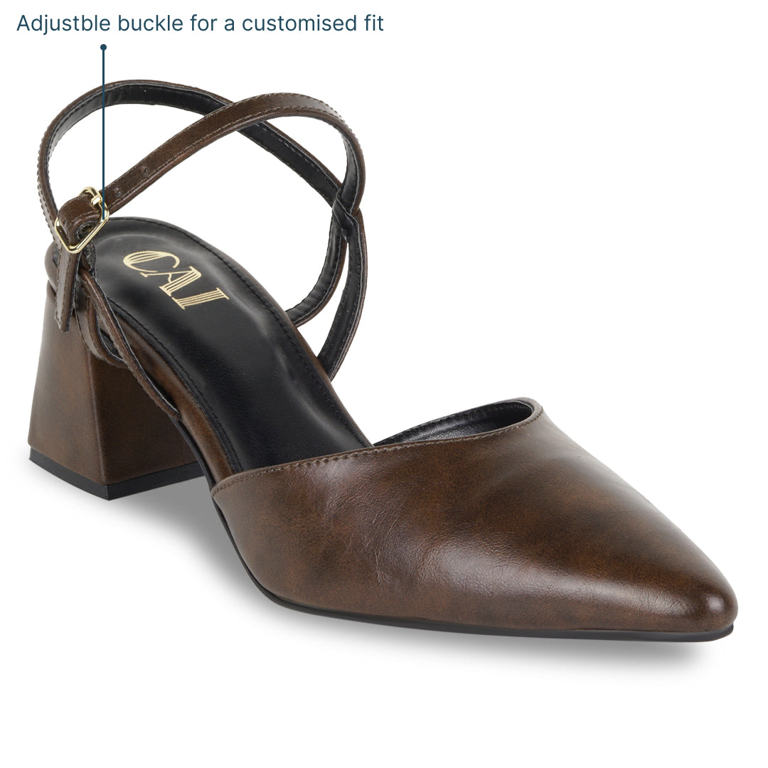 Burgundy Ankle Strap Pumps