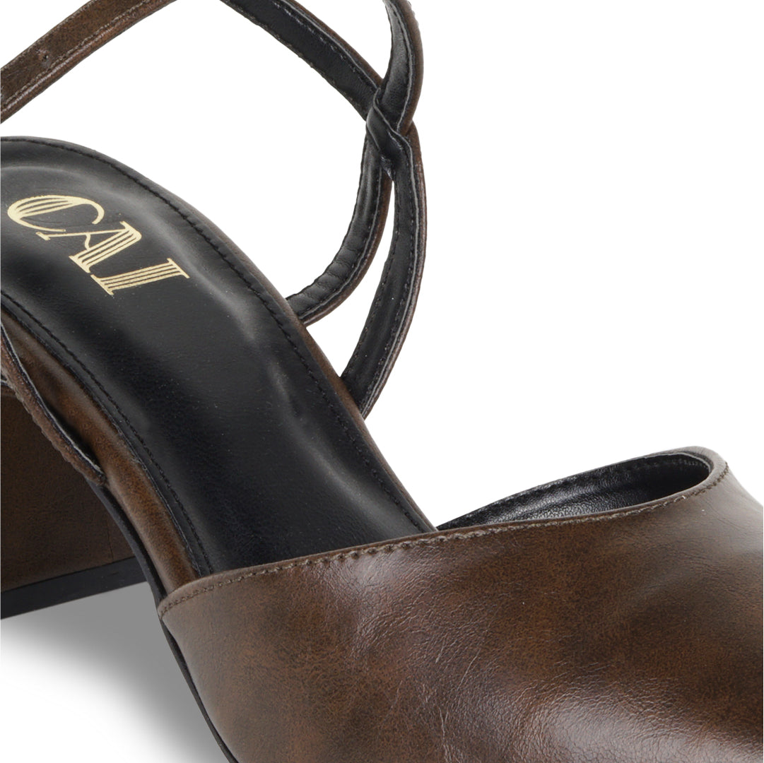 Burgundy Ankle Strap Pumps