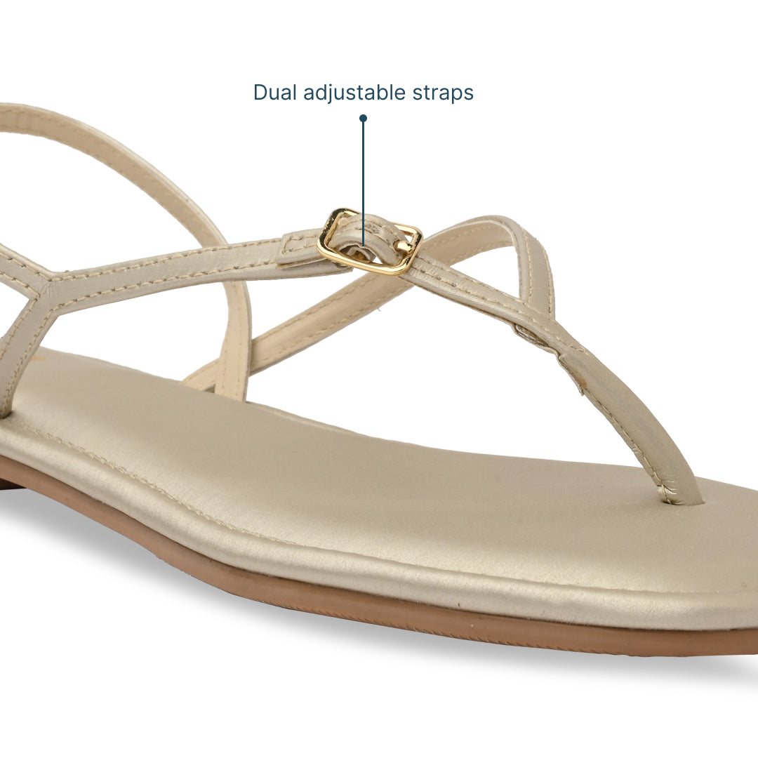 Light Gold Toe Thong Flats