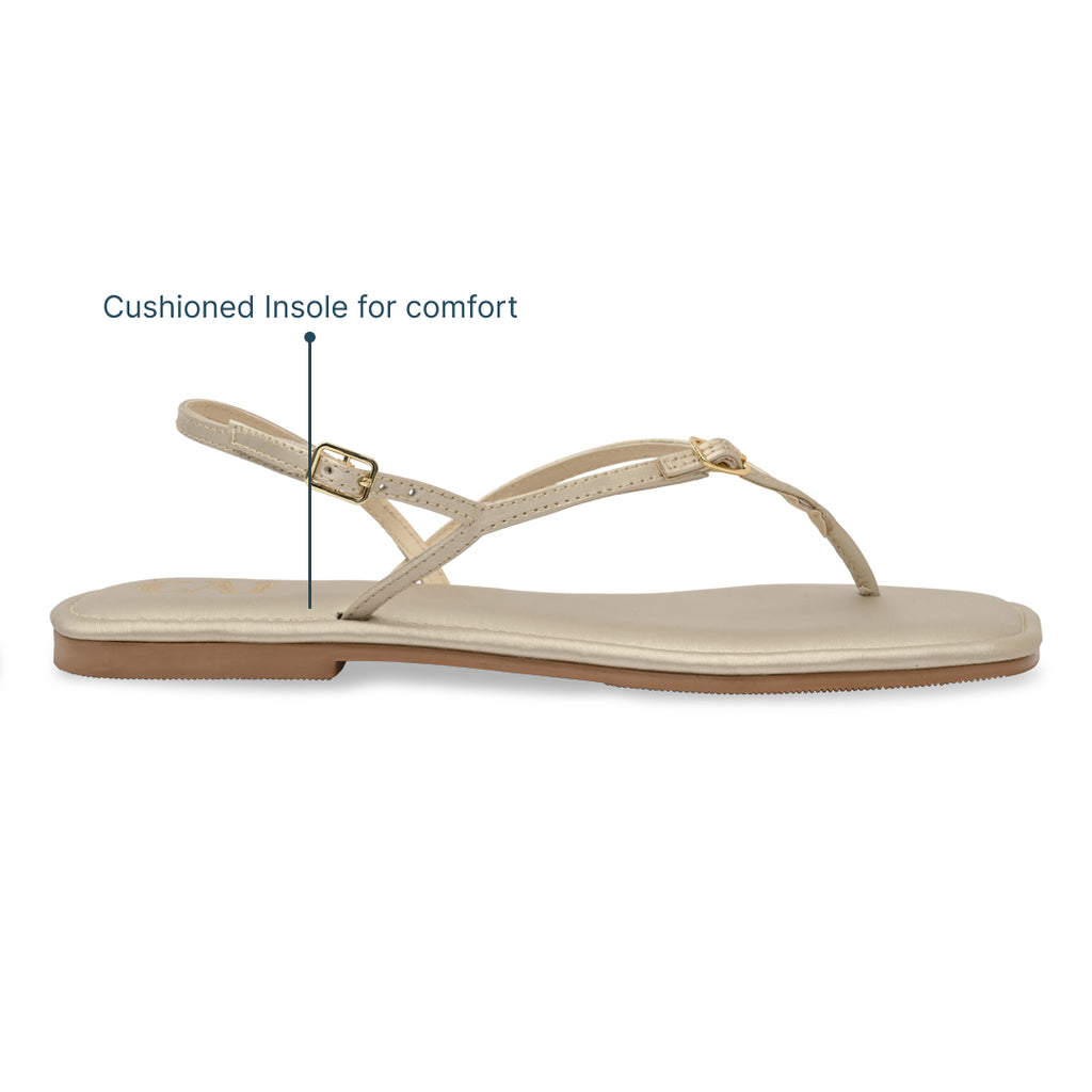 Light Gold Toe Thong Flats