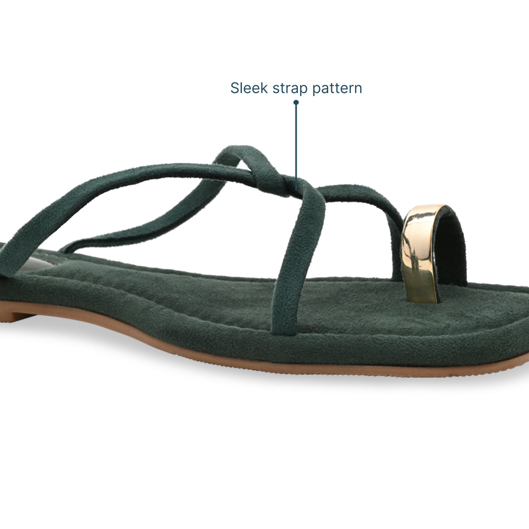 Gold Toe Ring Green Flat