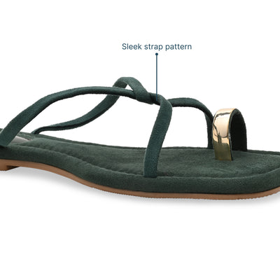 Gold Toe Ring Green Flat