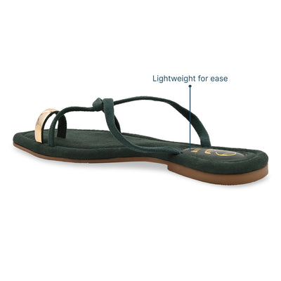 Gold Toe Ring Green Flat