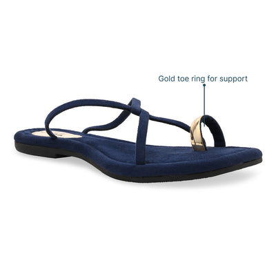 Gold Toe Ring Navy Blue Flat