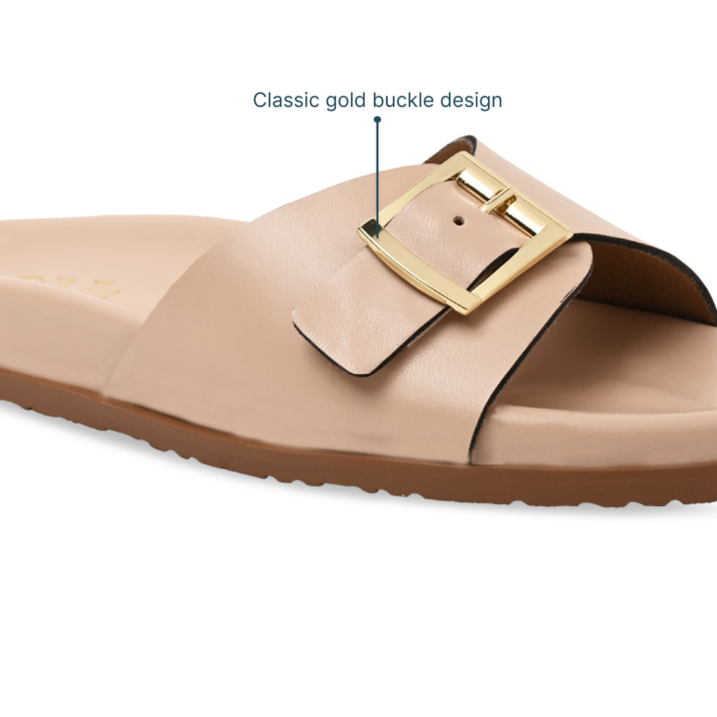 Strap Buckled Slider - Peach