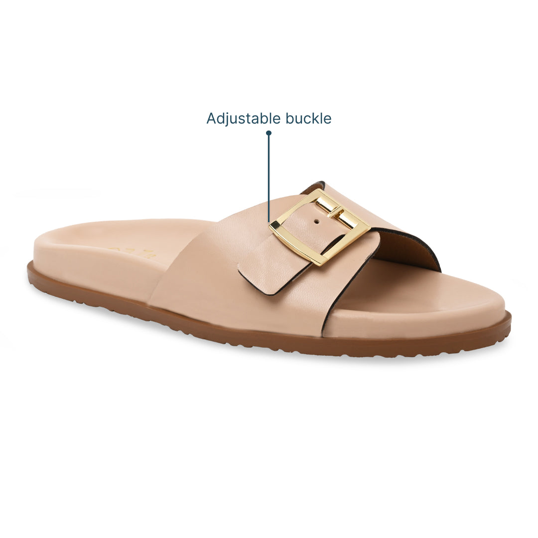 Strap Buckled Slider - Peach