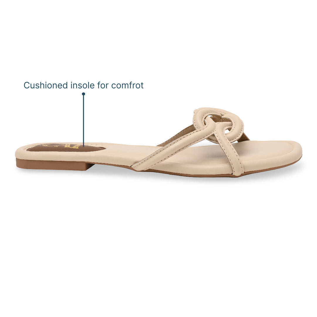 Twisted Strap Cream Flat