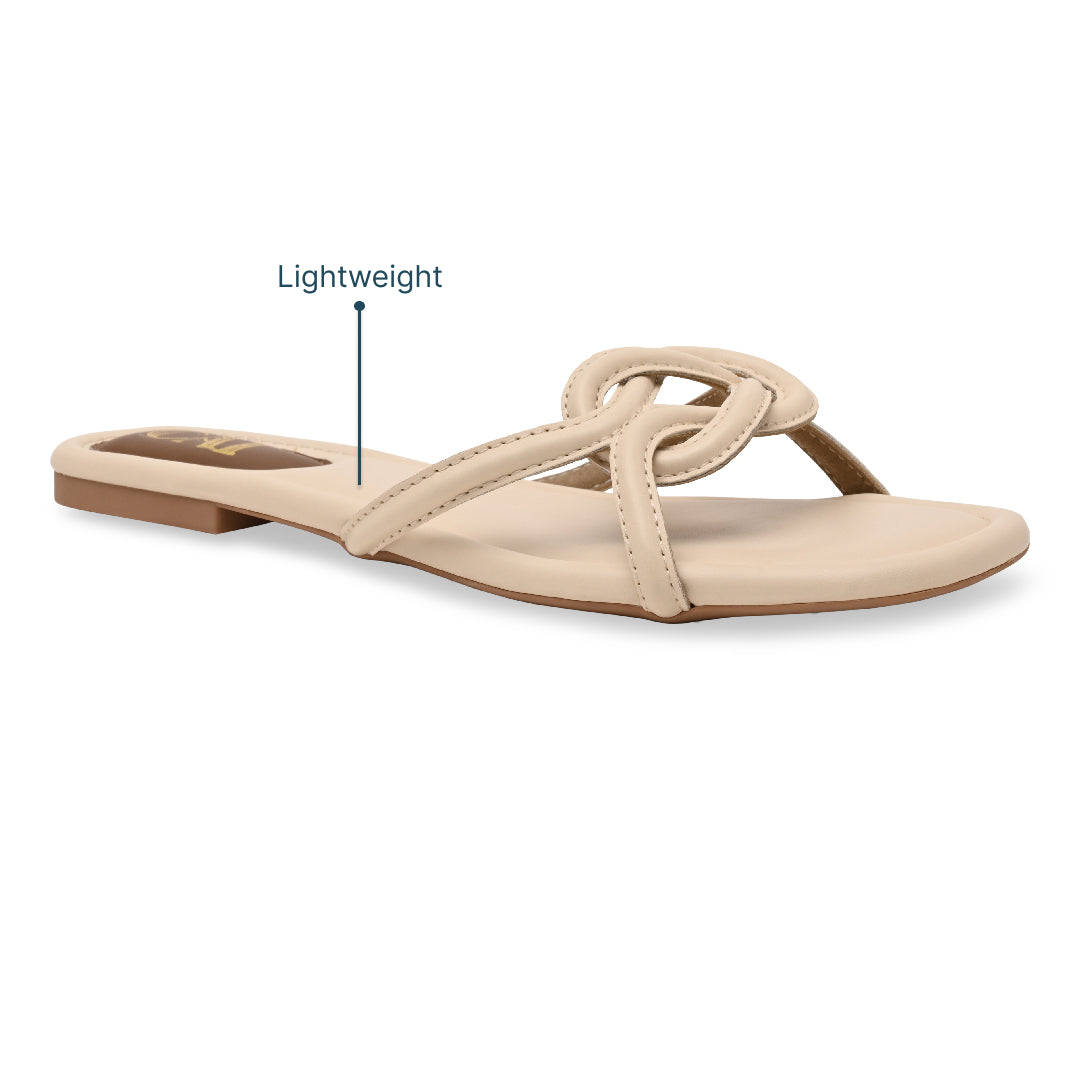 Twisted Strap Cream Flat