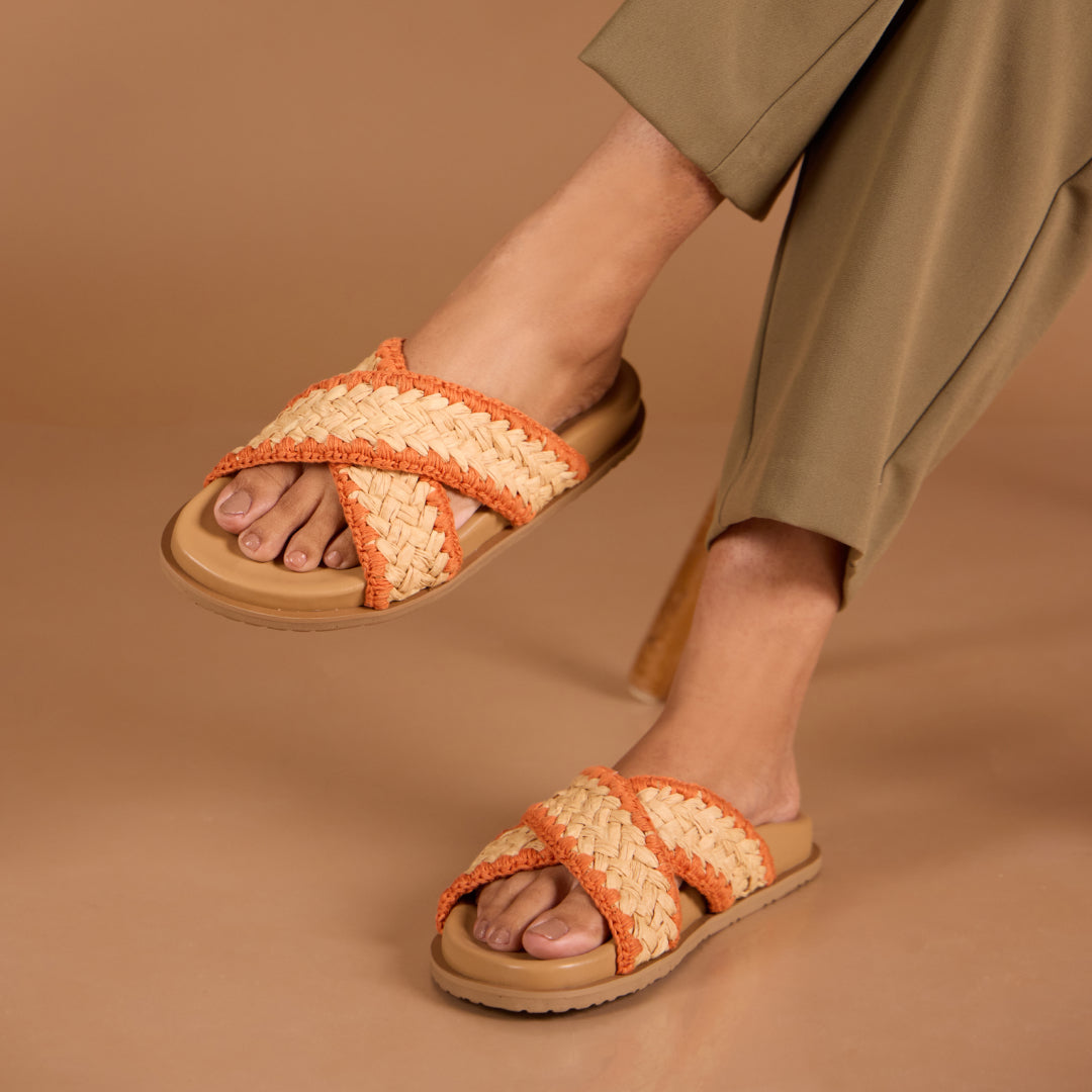 Cross Strap Jute Slider