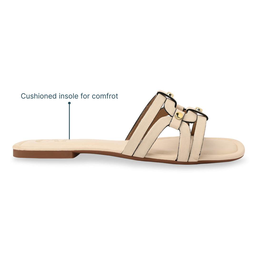 Geometric Cream Rivet Flat