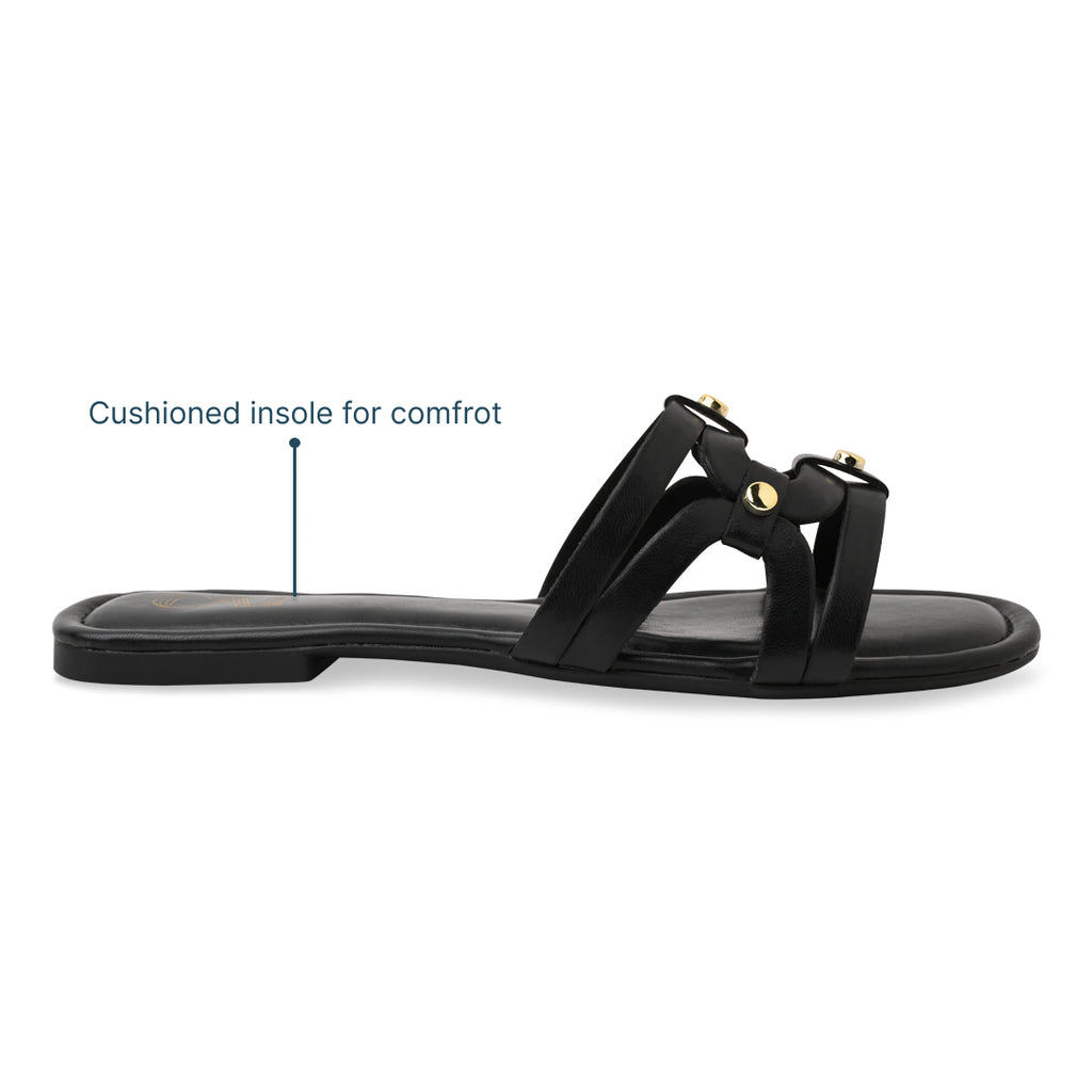 Geometric Black Rivet Flat