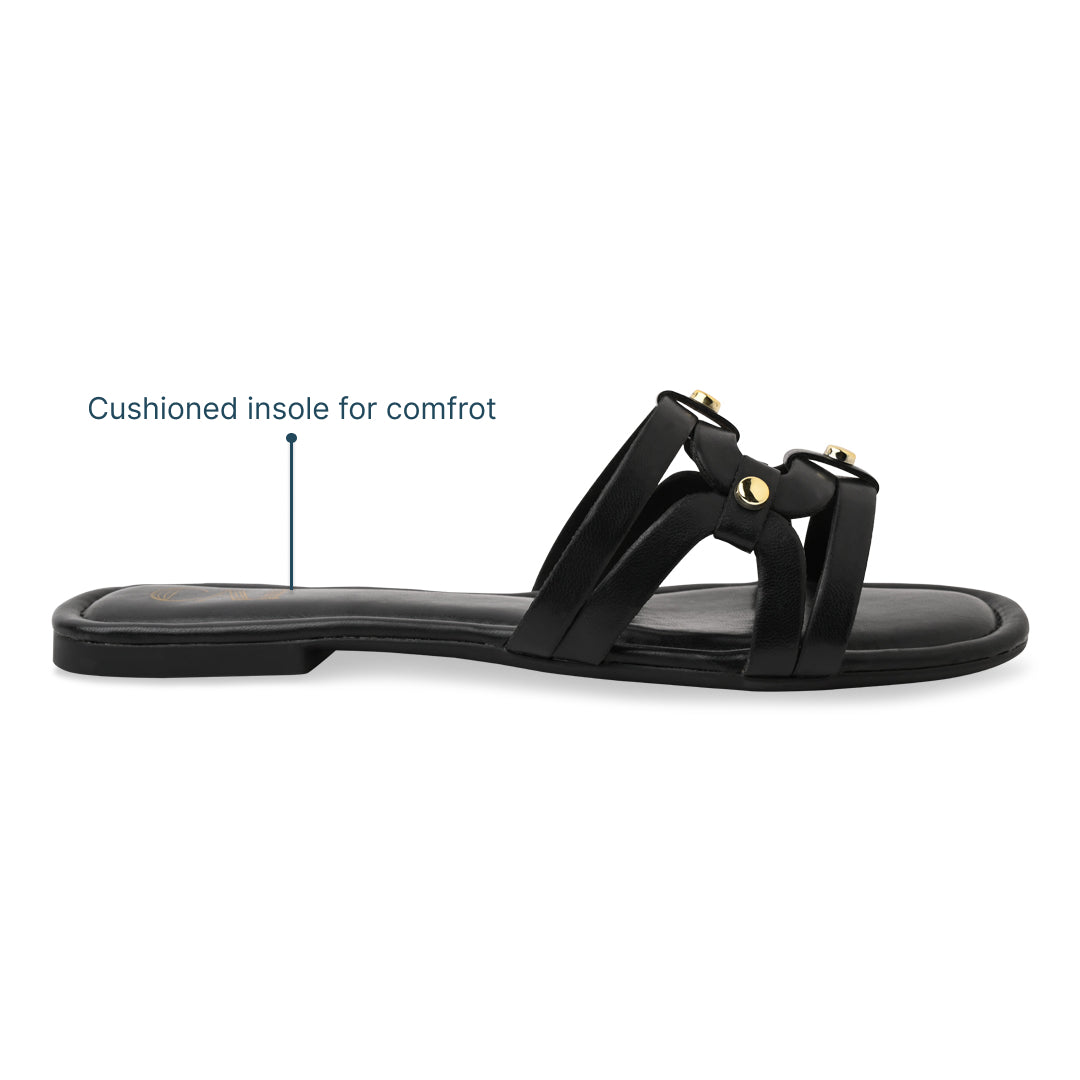 Geometric Black Rivet Flat