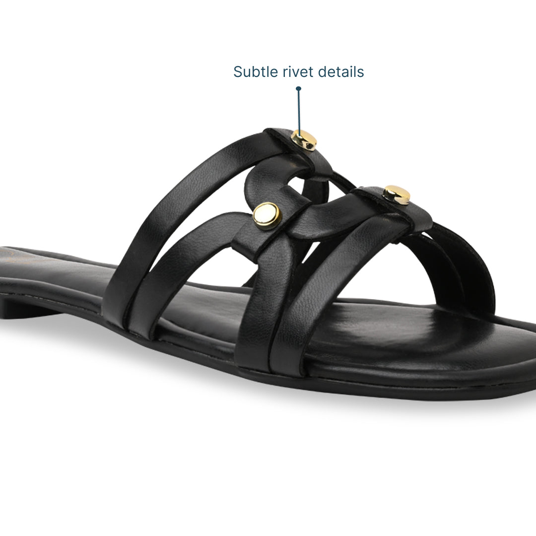 Geometric Black Rivet Flat