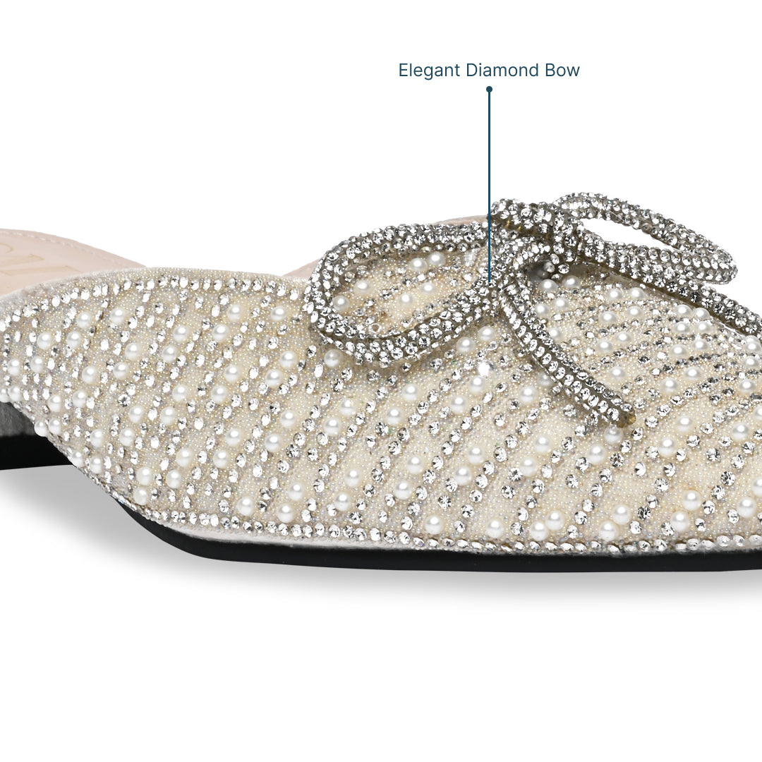 White Pearl Bow Mules – The CAI Store