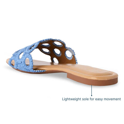 Circular Blue Raffia Flat